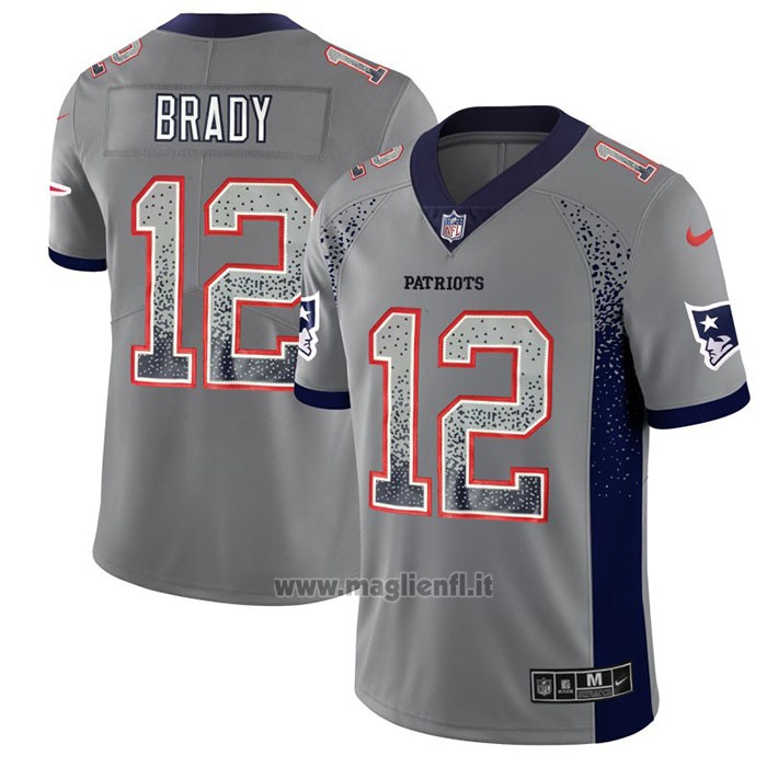 Maglia NFL Limited New England Patriots Brady Rush Drift Fashion Grigio